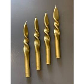Gizemli Home 4'lü Set Altın Yaldız Gold Burgulu Şamdan Mumu
