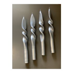 Gizemli Home 4'lü Set Gümüş Yaldız Burgulu Şamdan Mumu