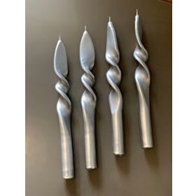 Gizemli Home 4'lü Set Gümüş Yaldız Burgulu Şamdan Mumu