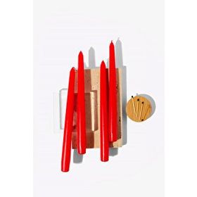 Gizemli Home 4'lü Set Kırmızı Şamdan Mumu