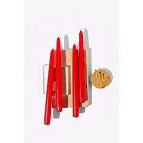 Gizemli Home 4'lü Set Kırmızı Şamdan Mumu