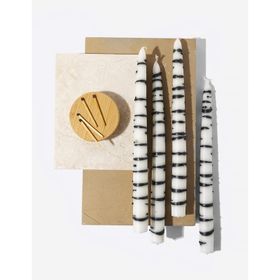Gizemli Home 4'lü Set Siyah Zebra Desen Şamdan Mumu