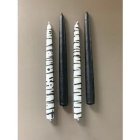 Gizemli Home 4'lü Set Siyah Zebra Desen Siyah Şamdan Mumu