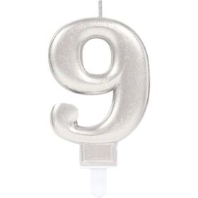 Gizemli Home 9 Rakam Gümüş Pasta Mumu