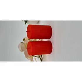 Gizemli Home Dekoratif 2'li Set 6 X 10 cm Oluklu Silindir Mum