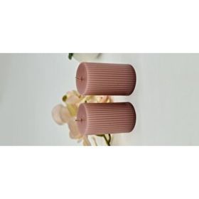 Gizemli Home Dekoratif 2'li Set 6 X 10 cm Oluklu Silindir Mum