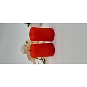 Gizemli Home Dekoratif 2'li Set 6 X 10 cm Oluklu Silindir Mum