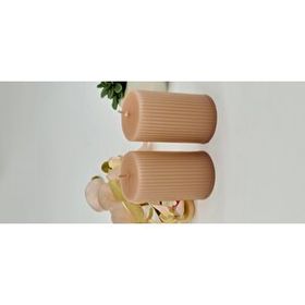 Gizemli Home Dekoratif 2'li Set 6 X 10 cm Oluklu Silindir Mum