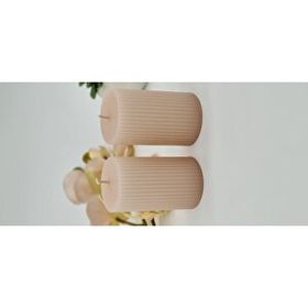 Gizemli Home Dekoratif 2'li Set 6 X 10 cm Oluklu Silindir Mum