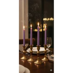 Gizemli Home GZMH-98625 4'lü Rose Gold Metalik Şamdan Mumu