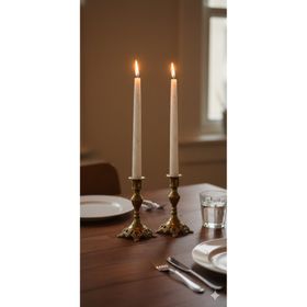 Gizemli Home Krem Altın Yaldız 2'li Şamdan Mum