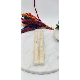 Gizemli Home Krem Altın Yaldız 2'li Şamdan Mum