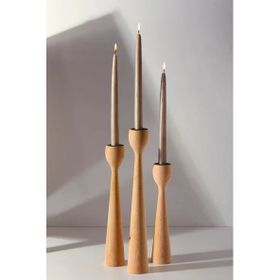 Gizemli Home Natural Wooden Salute 3'lü Set Şamdan