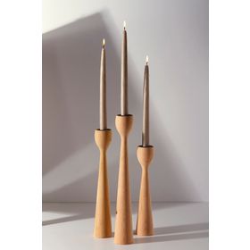Gizemli Home Natural Wooden Salute 3'lü Set Şamdan