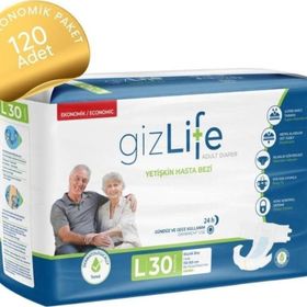 GizLife Bel Bantlı Büyük Boy L 120'lu Yetişkin Hasta Bezi