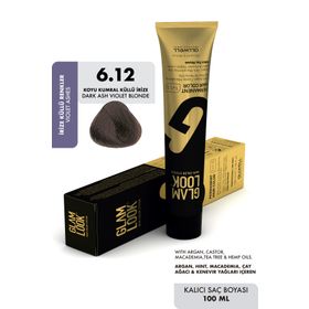 Glam Look Hair Color Dark Ash Violet Blonde Koyu Kumral Küllü Irize 6.12 100 ml Kalıcı Saç Boyası