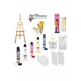 Glance Artdeco 140 ml Akrilik Boya ve Fanart 12x12 ml Yağlı Boya Seti + 50x70+35x50 Tuval İkili Şövale Set