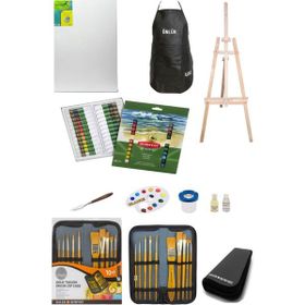 Glance Derwent Academy Watercolor Tüp Boya 24 Renk 12 ml 10`lu Çantalı Fırça Profesyonel Şövale Seti