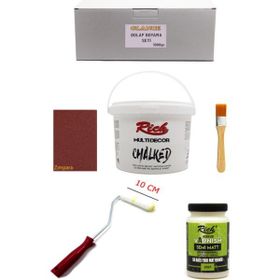 Glance Rich Multi Decor Chalked Antik Beyaz 1000 gr Dolap Fayans Mutfak Tezgahı Boyama Seti + Taş Vernik