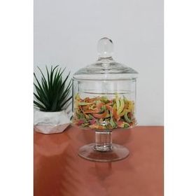 Glass Home 23 cm Ayaklı Kapaklı Şekerlik