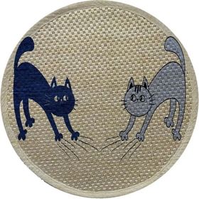 Glipet 36x36 cm Yuvarlak Blue-Gray Desenli Çift Taraflı Kedi Tırmalama Paspası