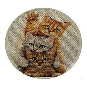 Glipet 36x36 cm Yuvarlak Yellow Desenli Çift Taraflı Kedi Tırmalama Paspası