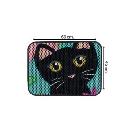 Glipet Bıyıklı Black 60x45 cm Kedi Tuvalet Önü Elekli Paspas