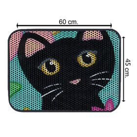 Glipet Bıyıklı Black 60x45 cm Kedi Tuvalet Önü Elekli Paspas