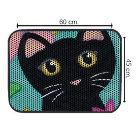 Glipet Bıyıklı Black 60x45 cm Kedi Tuvalet Önü Elekli Paspas
