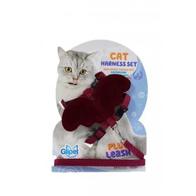 Glipet Bordo Melek Kanatlı Kedi Göğüs Tasması