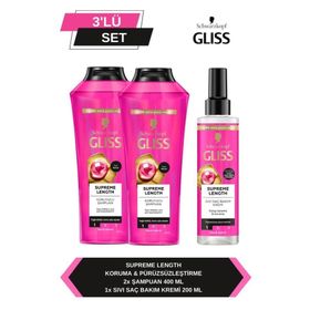 Gliss 2x400 ml Supreme Length Şampuan + 200 ml Supreme Length Sıvı Saç Kremi