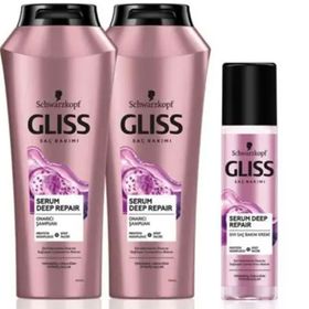 Gliss 2x500 ml Serum Deep Repair Şampuan + 200 ml Sıvı Saç Kremi + Saç Açıcı Tarak