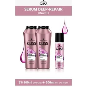 Gliss 2x500 ml Serum Deep Repair Şampuan + 200 ml Sıvı Saç Kremi