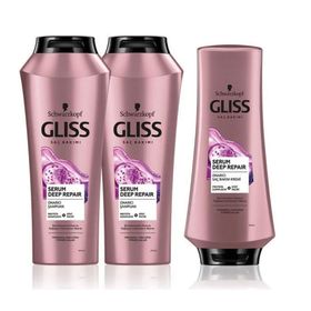 Gliss 2x500 ml Serum Deep Repair Şampuan + 360 ml Saç Kremi + Saç Açıcı Tarak