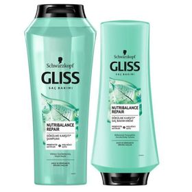 Gliss 2x500ml Nutribalance Şampuan + 360ml Saç Kremi
