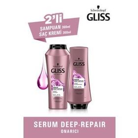 Gliss 360 ml Serum Deep Repair Şampuan + 360 ml Saç Kremi