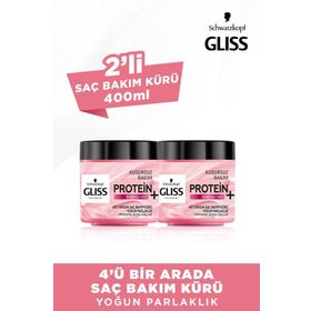 Gliss 4'ü 1 Arada 2 x 400 ml Yoğun Parlaklık Saç Bakım Maskesi