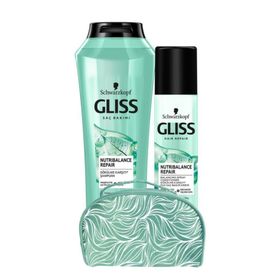 Gliss 500 ml Nutribalance Şampuan + 200 ml Sıvı Saç Kremi + Makyaj Çantası