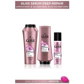 Gliss 500 ml Serum Deep Repair Şampuan+360 ml Saç Kremi+200 ml Sıvı Saç Kremi+Saç Açıcı Tarak