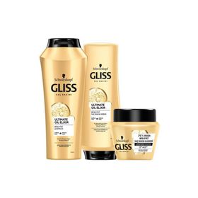 Gliss 500 ml Ultimate Oil Elixir Besleyici Saç Şampuanı + 360 ml Saç Kremi + 300 ml Saç Maskesi