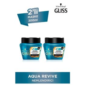 Gliss Aqua Revive Hyaluron ve Deniz Yosunu İçeren Nemlendirici 2'si 1 Arada 2x300 ml Saç Maskesi