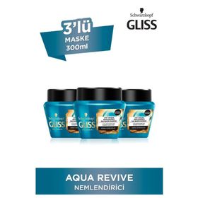 Gliss Aqua Revive Hyaluron ve Deniz Yosunu İçeren Nemlendirici 2'si 1 Arada 3x300 ml Saç Maskesi