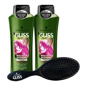 Gliss Bio-Tech 2x360 ml Şampuan + Saç Fırçası