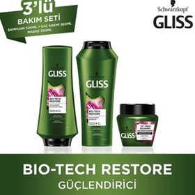 Gliss Bio-Tech 500 ml Güçlendirici Şampuan+ 360 ml Saç Kremi + 300 ml Maske 3'lü Set
