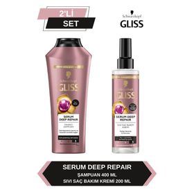 Gliss Deep Repair Onarıcı 400 ml Şampuan+Durulanmayan 200 ml Sıvı Saç Kremi