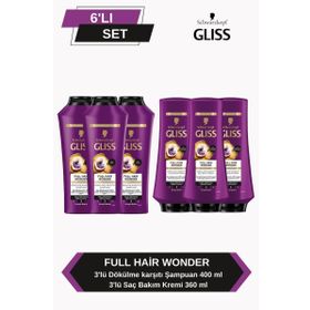 Gliss Full Hair Wonder 3x360 ml Saç Kremi+3x400 ml Dökülme Karşıtı Şampuan