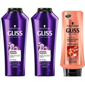 Gliss Intense Therapy 500 ml + 360 ml Şampuan + Gliss Magnificent 400 ml Saç Kremi