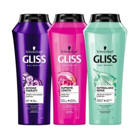 Gliss Intense Therapy 500 ml Şampuan + Supreme Lenght 500 ml Şampuan + Nutribalance Repair 500 ml Şampuan