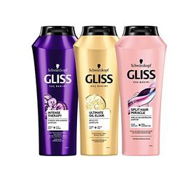 Gliss Intense Therapy 500 ml Şampuan + Ultimate Oil Elixir 500 ml Şampuan + Split Hair Miracle 500 ml Şampuan