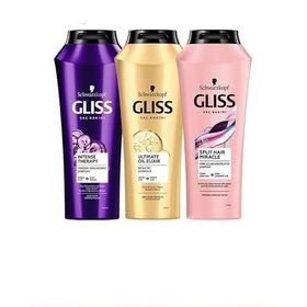 Gliss Intense Therapy 500 ml Şampuan + Ultimate Oil Elixir 500 ml Şampuan + Split Hair Miracle 500 ml Şampuan